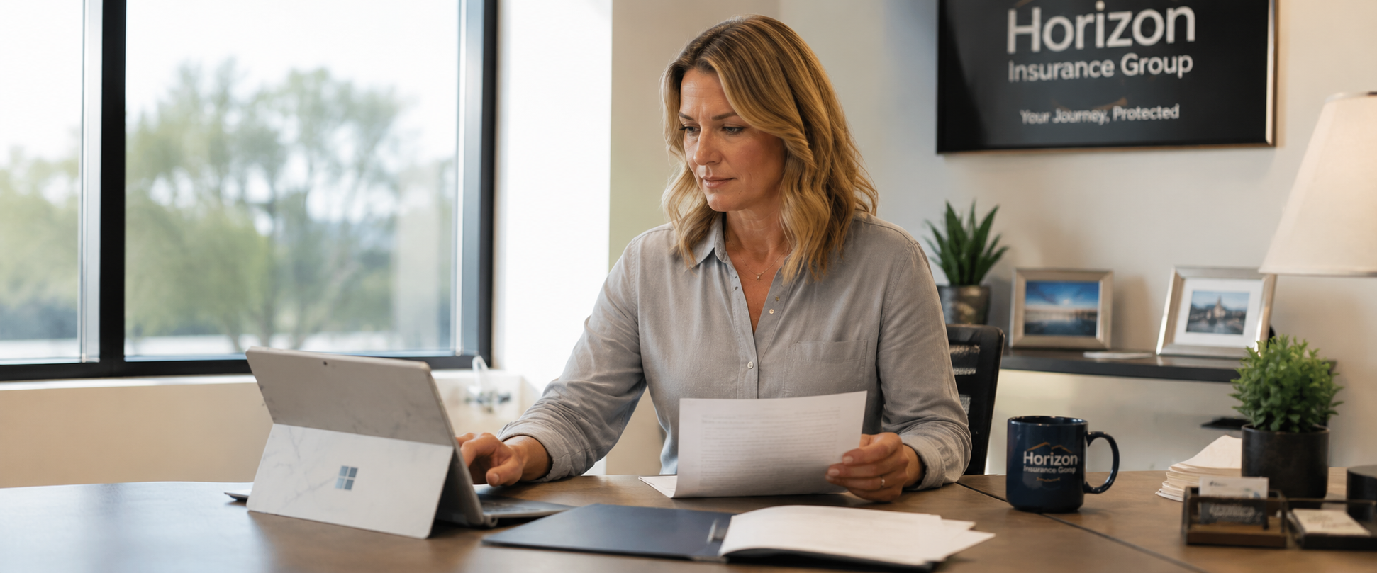 Insurance professional with client